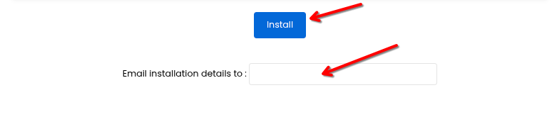 Butonul Install din Softaculous și câmpul Email installation details to