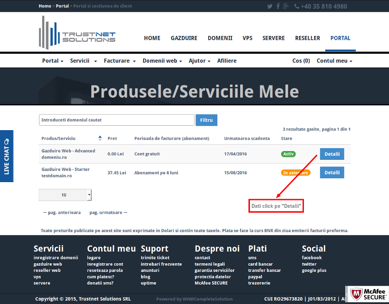 Serviciile mele - cont client